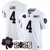 Men's Notre Dame Fighting Irish #4 Jeremiyah Love White F.U.S.E. 2025 CFP Final Patch Jersey Dzhi,baseball caps,new era cap wholesale,wholesale hats